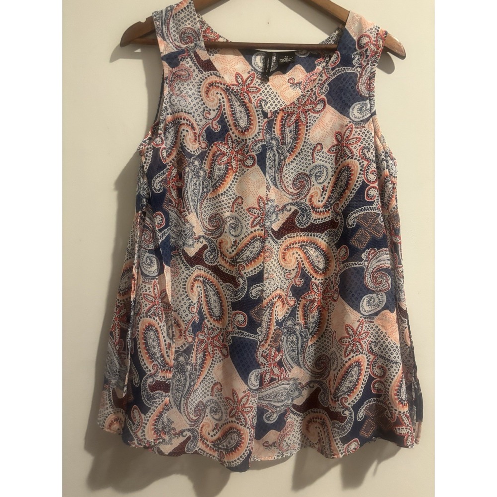 New Directions Blouse Woman's Bandana Canyon Sleeveless Paisley‎ Layered Medium